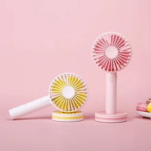 Ручной вентилятор Macaron, заряжаемый через USB, летний охлаждающий вентилятор 2000MA, 3 шестерни, немой вентилятор