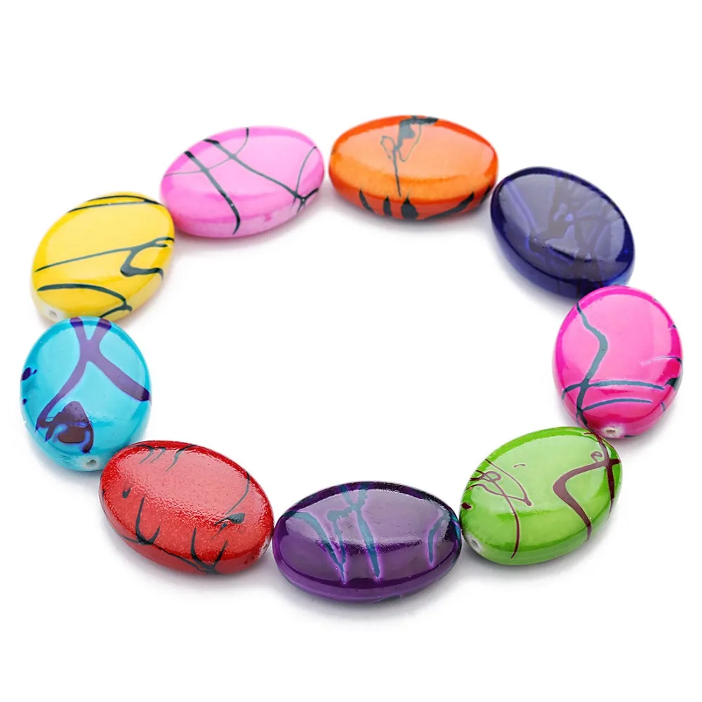 

Resin Beads for Jewelry Making DIY 30 pcs Mixed Color Oval Shape Resin Bead for Making Women Men Bracelets Necklace Findings