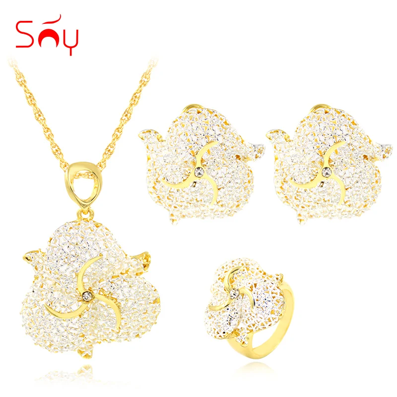 

Sunny Jewelry Ethnic Jewelry Sets Necklace Pendant Earrings Ring Alloy Cubic Zirconia Butterfly Jewelry For Women For Wedding