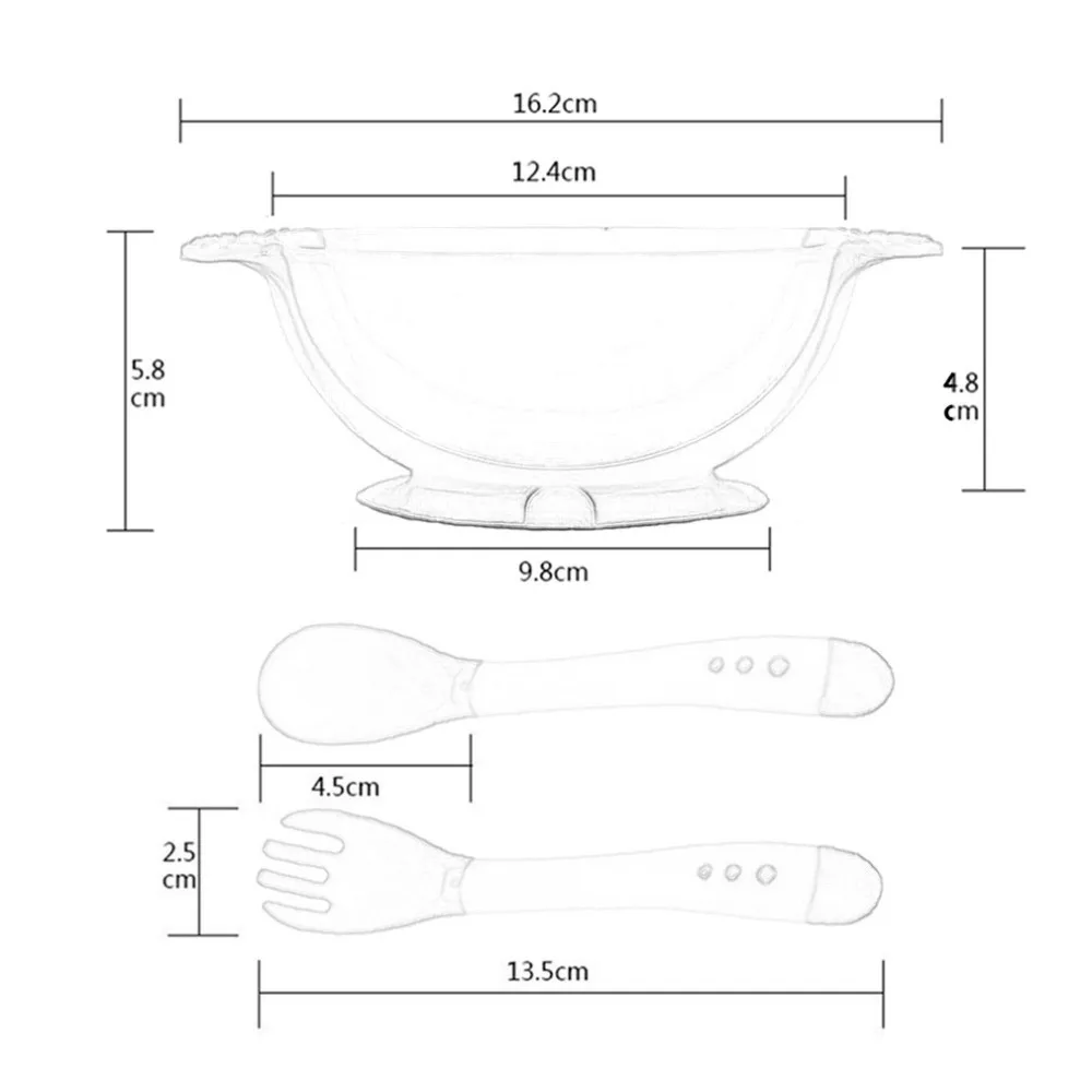 Для чаши скольжению Посуда комплект Младенцы кормушки с присоской и Температура зондирования ложка присоски Лидер продаж