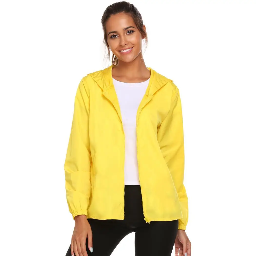 Zip Cycling Active Coat Hoodie Outdoor Women Rainwear Autumn Solid
