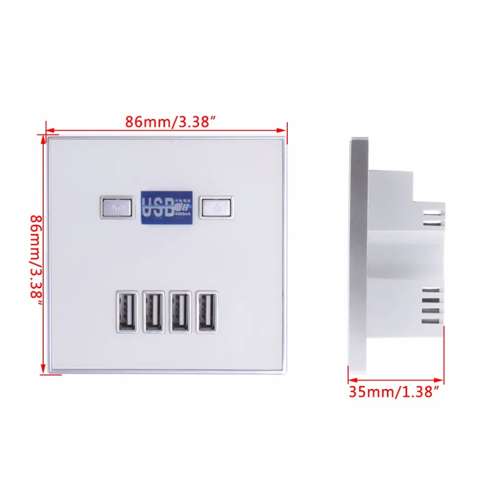 220V 4A 86 Тип 4 Порты usb стены Мощность гнездо адаптера Зарядное устройство Панель Быстрая зарядка розетки 3 цвета