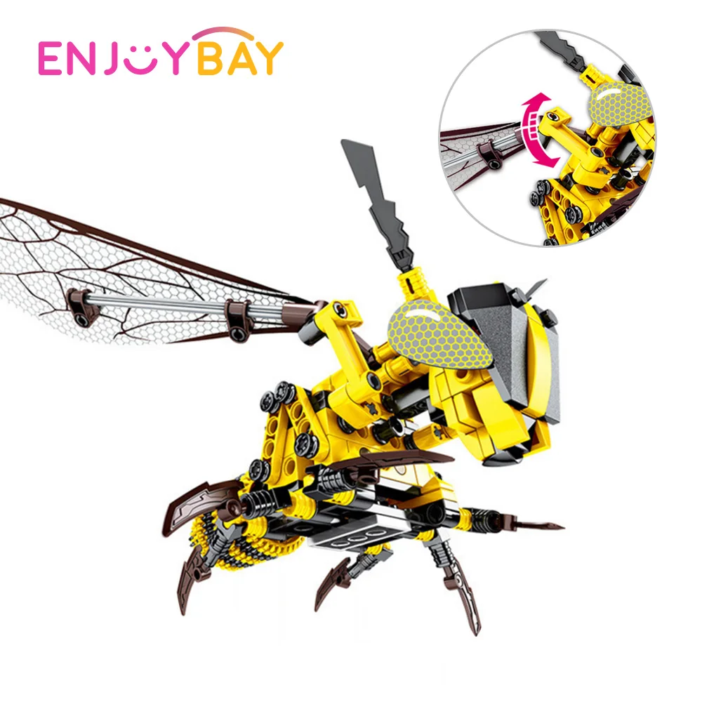 Enjoybay 236pcs Simulated Insect Bee Buliding Blocks DIY Bumble Bee Model Bricks Educational Toys for Children Gifts for Kids