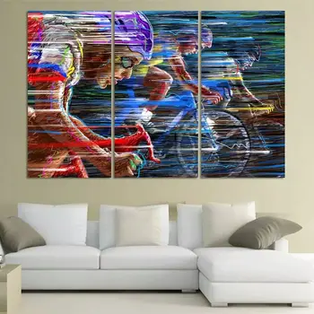 

3 Pcs Bicycle Race Oil Painting Framed Canvas Wall Art Picture Blue Map Canvas Print Modern Wall Paintings Home Decoration