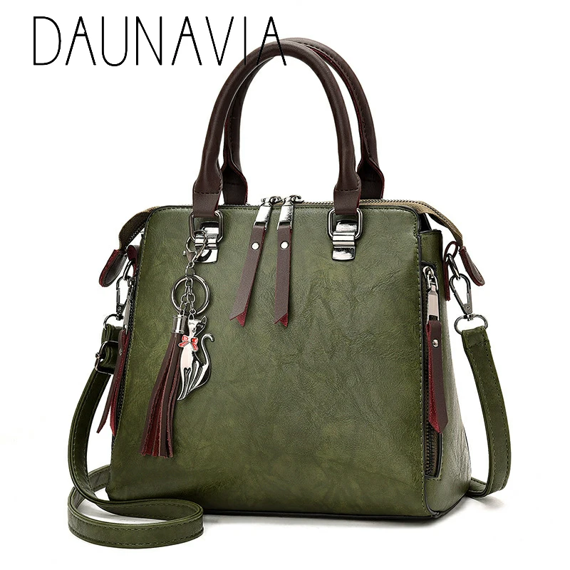 

DAUNAVIA Shoulder Bags handbag leather handbags zipper messenger fashion high quality PU casual tote Crossbody bag pockets party