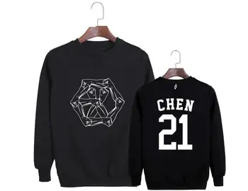 

Kpop new arrival exo the war album same white logo and member name printing pullover sweatshirt k-pop unisex o neck hoodies