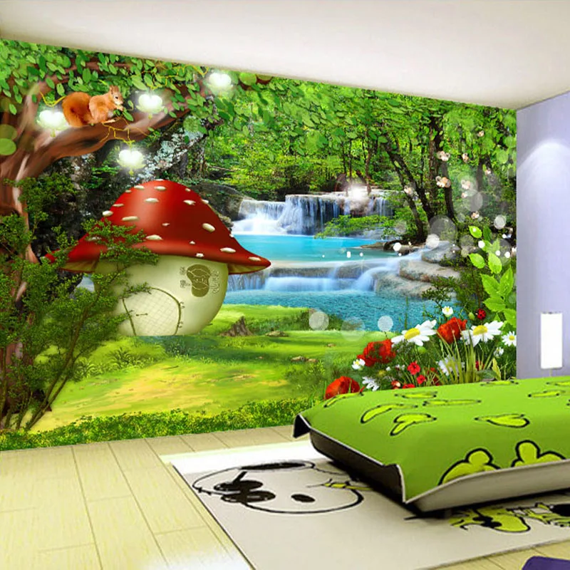 Custom Mural Wallpaper Waterproof Papel De Parede 3d Kids Room Baby Bedroom Background Wall Green Forest Picture Decor Painting Wallpapers Aliexpress