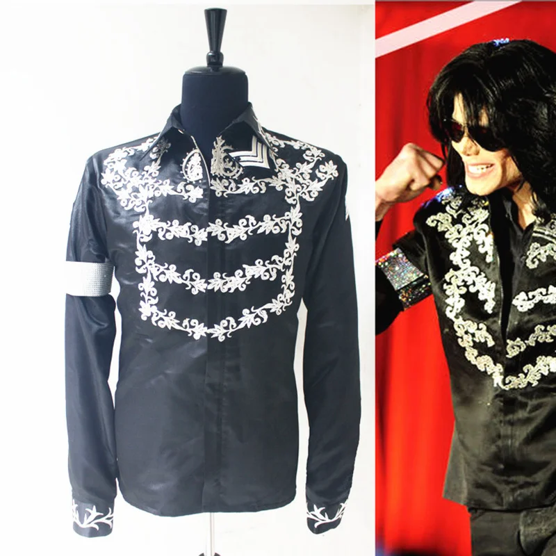 Rare Fashion MJ Michael Jackson US England THIS IS IT Handmade 100% Crystal On Silver Printing Shirt Jacket In 3 Color 2