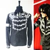 Rare Fashion MJ Michael Jackson US England THIS IS IT Handmade 100% Crystal On Silver Printing Shirt Jacket In 3 Color 2