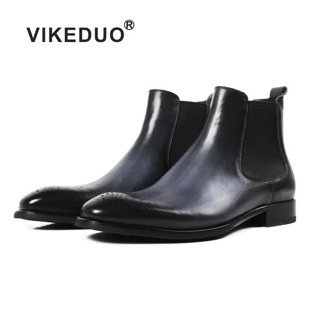 Vikeduo/Новинка 2020 года Мужские ботинки Челси Лоскутная обувь с перфорацией Мужская