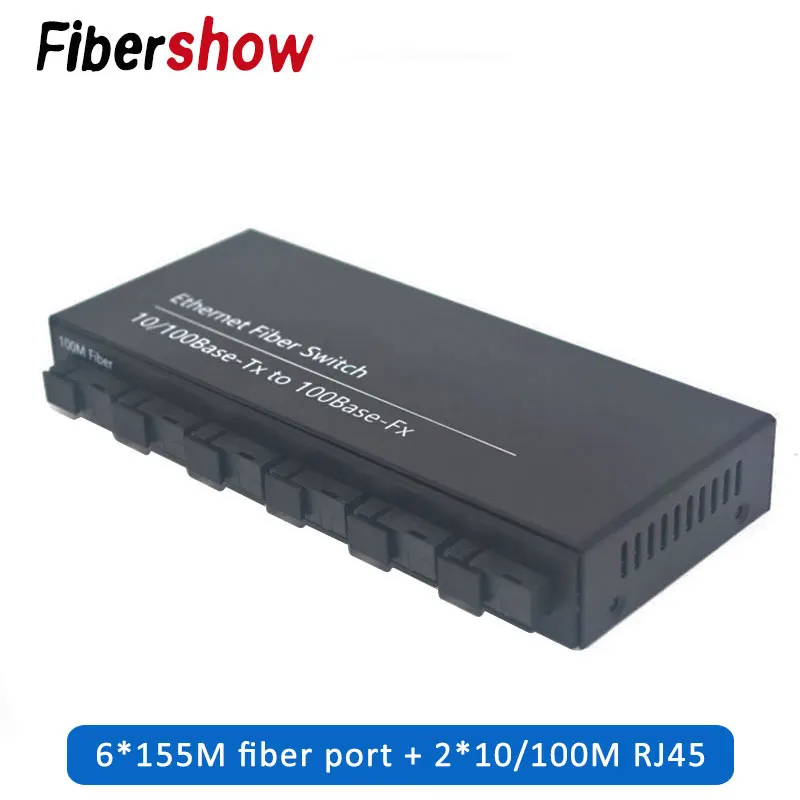 

Fast Ethernet Fiber Optical Media Converter Single Mode switch Converter 20KM 2 RJ45 and 6 SC fiber Port 10/100M