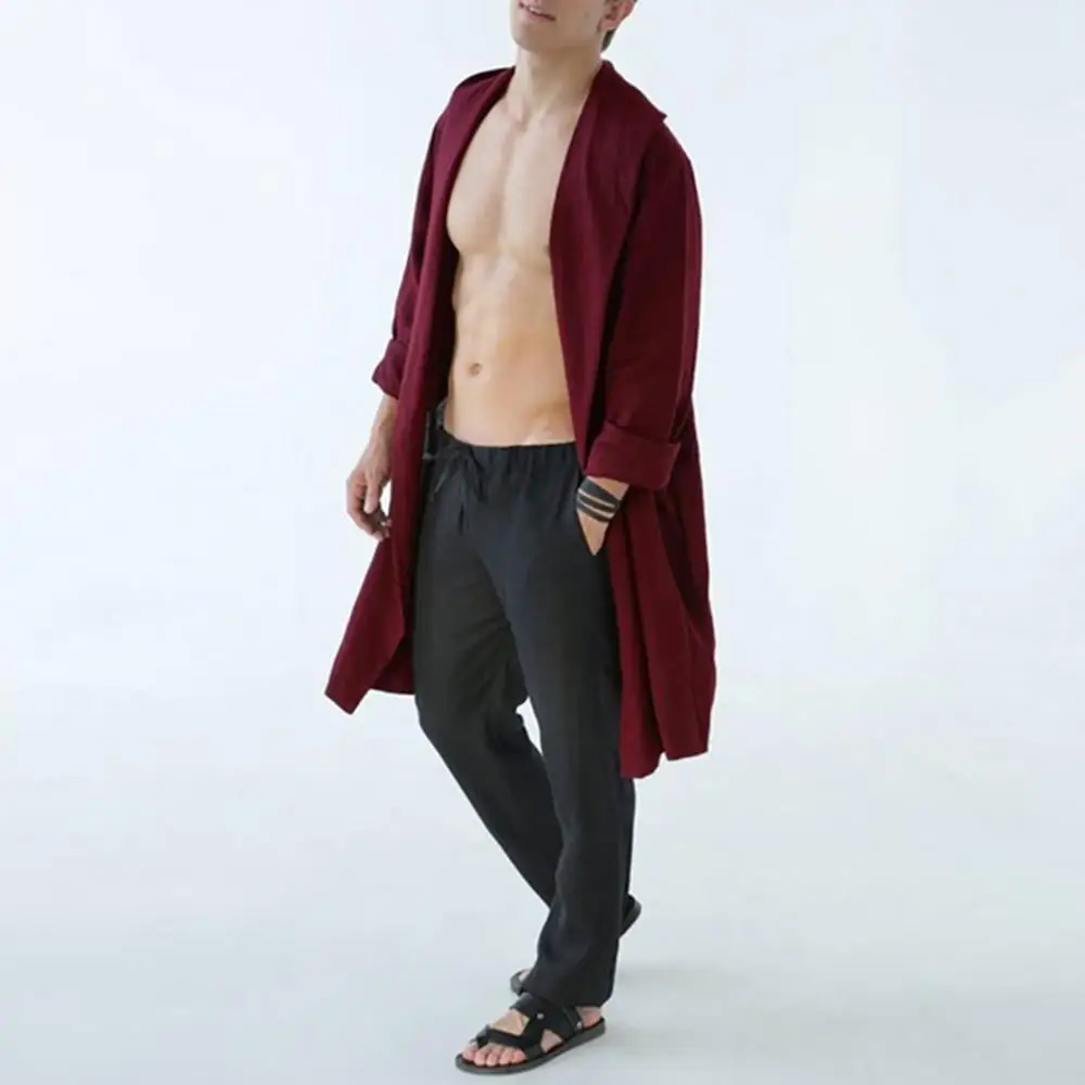 

Fashion Casual Mens Bathrobes Flannel Robe V Neck Long Sleeve Couple Men Woman Robe Plush Shawl Kimono Warm Male Bathrobe Coat
