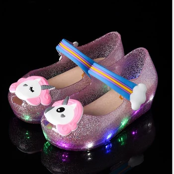 

MERI AMMI LED Light Up Baby Boys Girls Soft Shoes PVC Cartoon Shoes For Unicorn Dress Up Style Sandals Princess Shoes