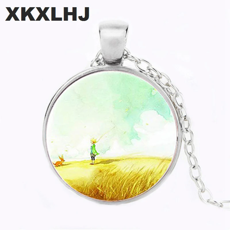

XKXLHJ Brand Little Prince Cartoon Movies Pendant Necklace 8 Style Poster Crystal Glass Gem Necklace Fashion Jewelry for Lovers