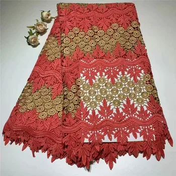 

2019 latest African guipure lace water soluble chemical lace fabric! high quality African cord lace for wedding dress df65-1413