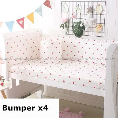 custom baby bedding set bumper pillowcase bed sheet heart design for girls crib set washable for 120x60 130x70  (6)