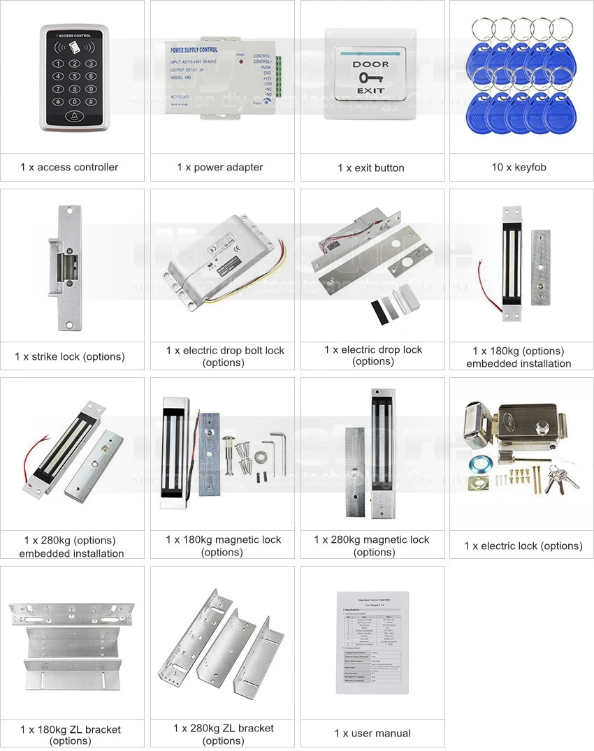 DIYSECUR 125 кГц RFID пароль клавиатуры двери Система контроля доступа с электронным магнитным замком Strike Lock питание Diy Kit