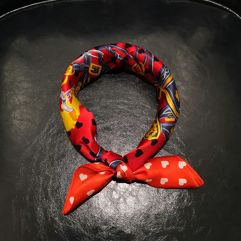 

2019 Spring Summer Luxury Brand Design Elegant Women Scarf 100% Silk Square Lady Scarfs Vintage Head Neck Silk Satin Scarf