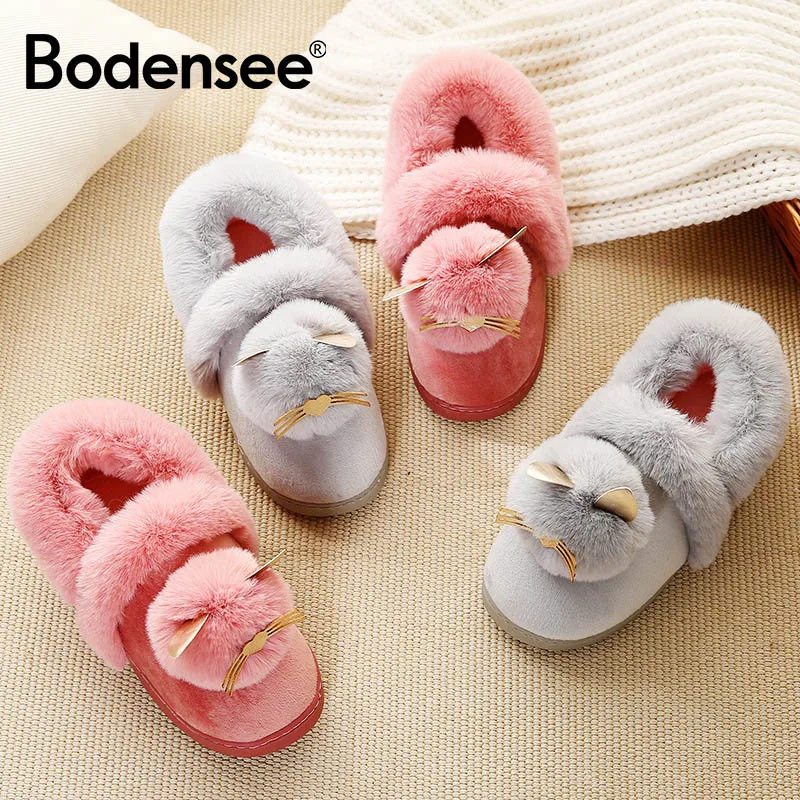 

Winter Warm Cotton Shoes Lovers Couple Soft Cat-Shaped Slippers Comfort Home Shoes for Woman Plush Indoor Floor Bedroom S0251
