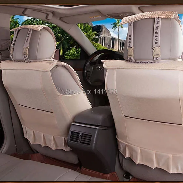 US $349.60 Quality Ice Silk Universal 5 Seats Handmade Autumn Car Seat Cushion Seat Covers Car Seat Supports 6PCSSet Car Set Decoration