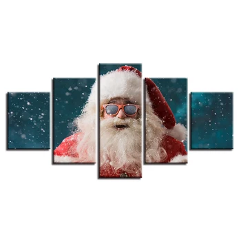 

Canvas Posters Modern Home Decor Living Room Wall Art Framework 5 Pieces Santa Claus Paintings HD Prints Christmas Pictures Gift