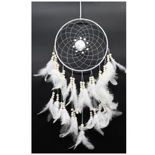 1х белое креативное украшение для дома, Шелковое украшение для лица, розовое дерево, бусины, перья, рыболовная сеть, кулон, размер около: 60-68 см