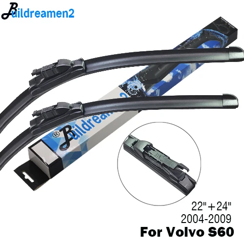 For Volvo S60 Buildreamen2 2 х Автомобильный резиновый стеклоочиститель лобового стекла стеклоочиститель для Volvo S60 подходит J крюк/кнопочный переключатель/боковой зажим руки 2000 - Цвет: For Volvo S60