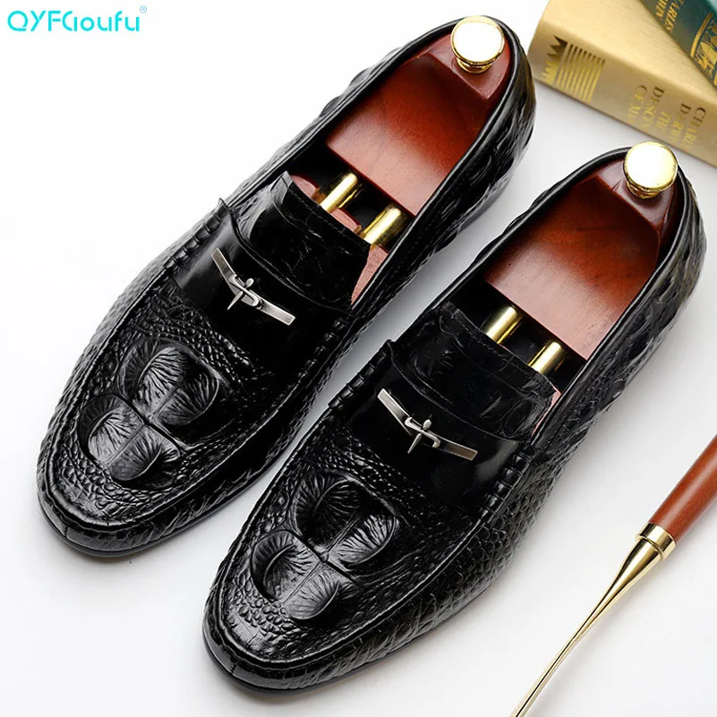 

Crocodile Pattern Men Oxford Shoes For Men Genuine Leather Handmade Luxury Men Dress Shoes Fashion Round Toe Men Shoes