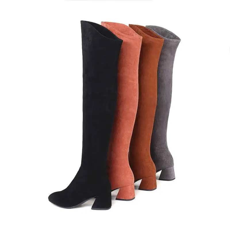 MORAZORA Size 34-43 HOT Hot sale women boots autumn winter over the knee boots round toe flock leather thigh high