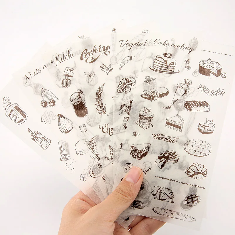 

6 Sheet Kitchenware Kitchen Utensils Vegatable Nuts Fruit Stationery Sticker Scrapbooking Craft Label Papelaria School Supplies