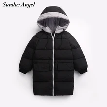 Sundae Angel/пуховое пальто для девочек, детская верхняя одежда из 90% белого утиного пуха, длинная куртка с капюшоном для мальчиков, зимние детские парки, пальто для детей 1-8 лет