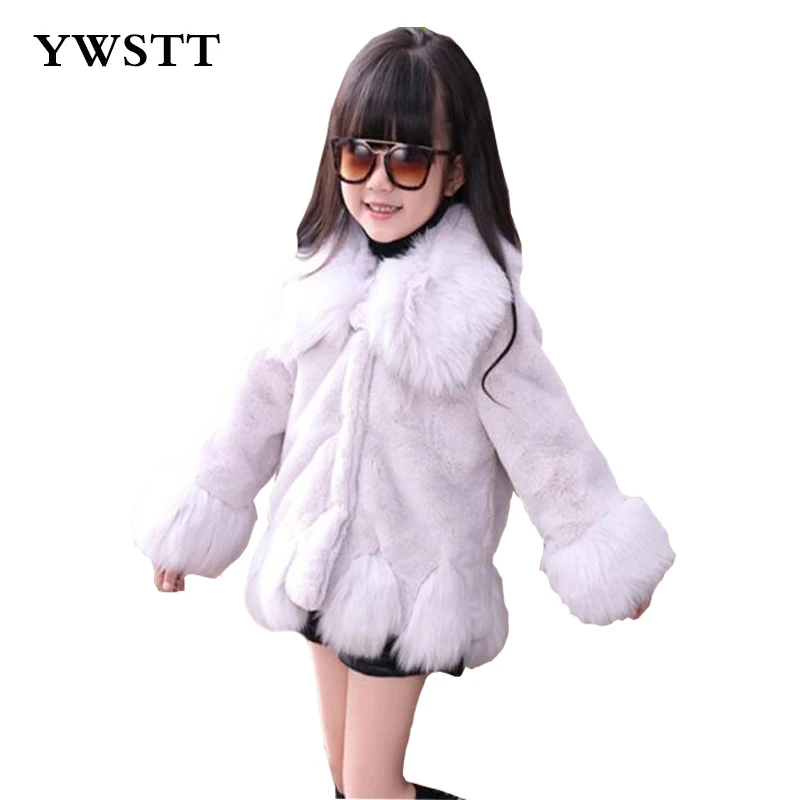 

Fashion Girls Fur Coats 2017 New Baby Girls PU Leather Faux Fox Fur Jackets Winter Warm Kids Outerwear Coats