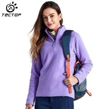 

TECTOP Fleece Jacket Women Spring Autumn Outdoor Sport Camping Windproof Thermal Half Zip Hiking Jacket Female Plus Size S-3XL