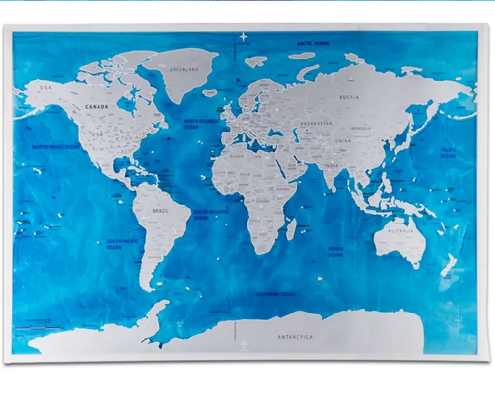 Deluxe Scratch Edition world Map Travel World POSTER Map Oceans scratch