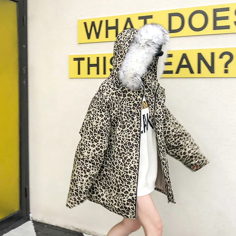 Lâche Capuchon Longues Chaud Collier En D'agneau Leopard Hiver À Décontractés Léopard 2018 Manteau De Nouveau Coton Épais Femmes fPxpwB0Fnq