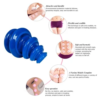 

Massage 4 Size Moisture Absorber Anti Cellulite Vacuum Cupping Cup Silicone Family Facial Body Massage Therapy Cupping Cup Set