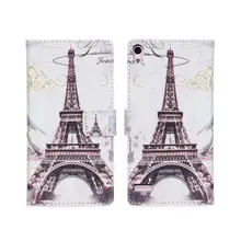 Retro Fashion Statue of Liberty Eiffel Towel Flower Leather Wallet Mobile Phone Cover Case For Huawei Ascend P6