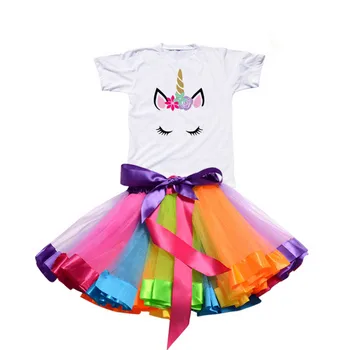 

Baby Girl Colorful Dress Summer Unicornio Dresses Kids Party Outfits for Girls Clothing Infant Baby First Birthday Clothes 2019