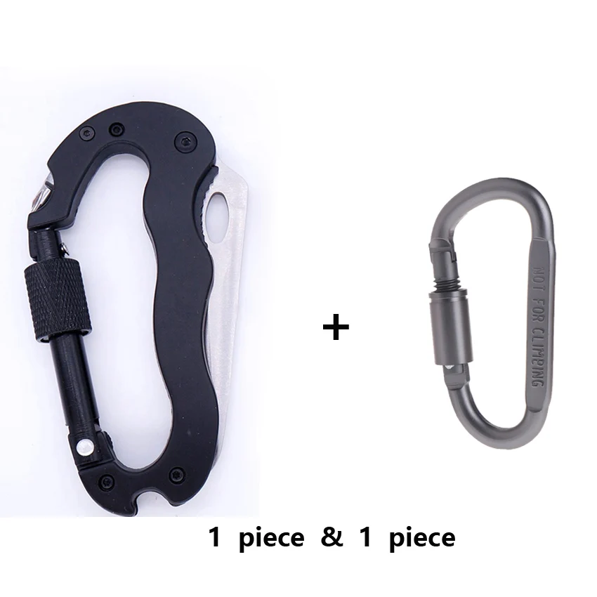 

5 In 1 Outdoor Tools Portable Alloy Multi-function Safety Buckle Carabiner Keychain Knife Screwdriver Hiking Camping equipment