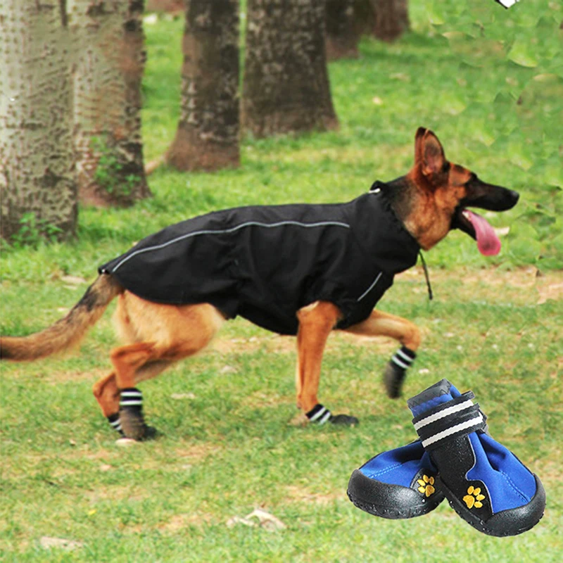 Pet Dog Rain Boots Anti Slip 4pcs Warm Shoes for Dog Winter Pet Shoes Large Size Pet Supplies