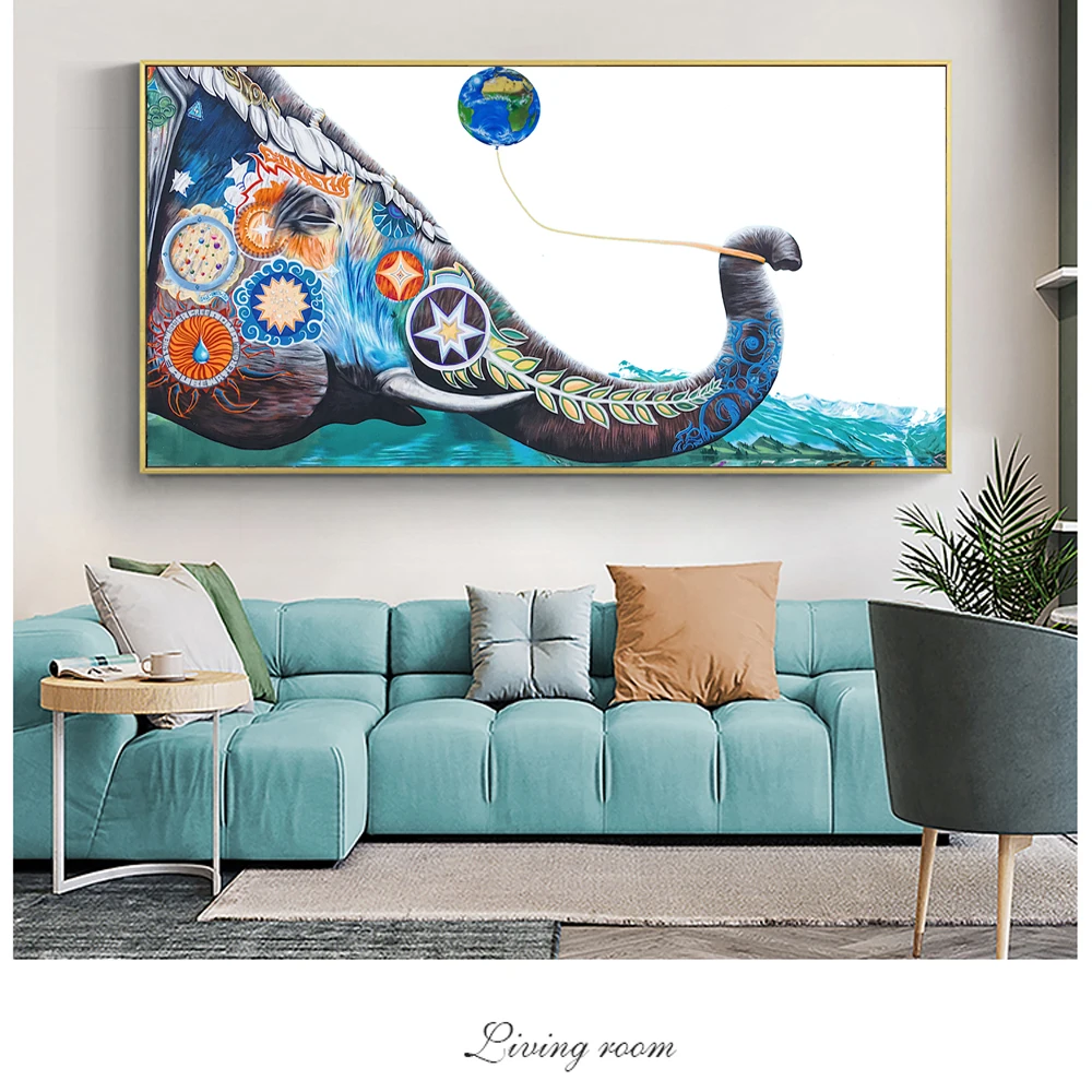 

Colorful Elephant Street Wall Art Canvas Prints Modern Animals Wall Pictures For Living Room Graffiti Pop Art Paintings Cuadros