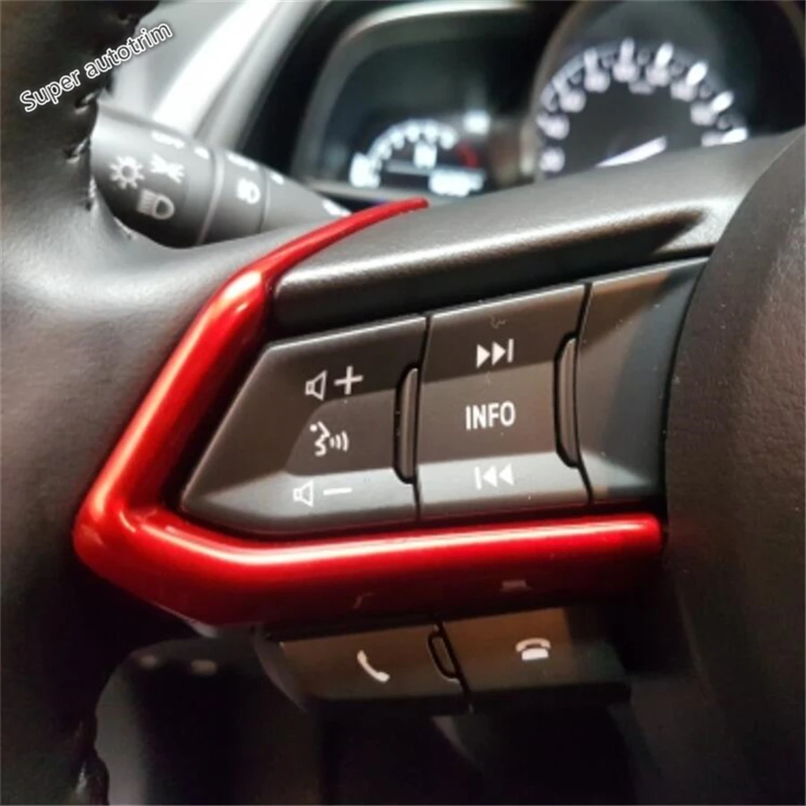 Чехол для руля Lapetus отделка ABS подходит Mazda 2 Demio 2015 2019 красное матовое углеродное