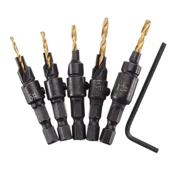 

5pcs HSS 4241 Drill Countersink Drill Bit Set Drilling Pilot Holes For Screw Five Sizes for Woodworking 2019
