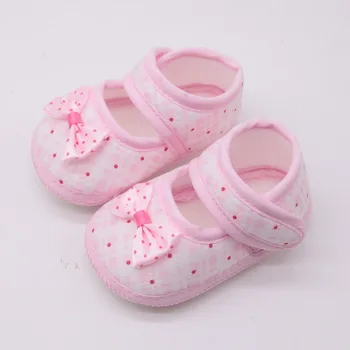 

DHL 200pair Cotton Baby Girls Shoes Infant First Walkers Toddler Girls Kid Bowknot Soft Anti-Slip Crib Shoes 0-18 Months