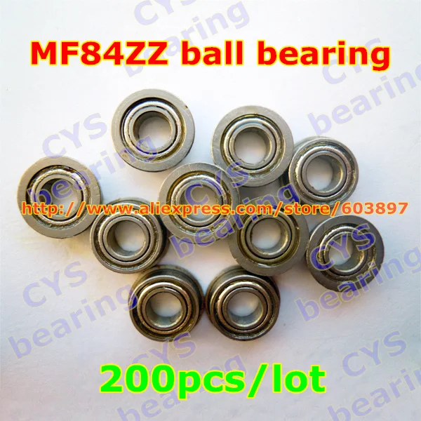 200 шт./лот MF84ZZ 4X8X3mm 4*8*3 мм MF84-2Z фланцевый радиальный вал стальной шариковый