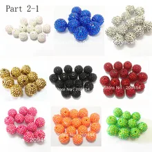 Partie en gros 2-1, perles de boule de strass de résine épaisse d'oem pour des bijoux de mode/bricolage fait à la main
