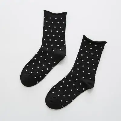 Новинка; женские модные хлопковые свободные носки без пятки в горошек в стиле Харадзюку; 5 пар - Цвет: Черный