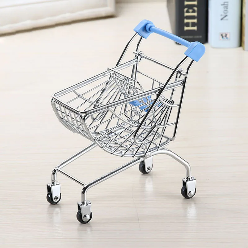 Makeup Organizer Creative Mini Supermarket Shopping Cart Simulation Wine Home Living Room Decoration Model Box Organizador