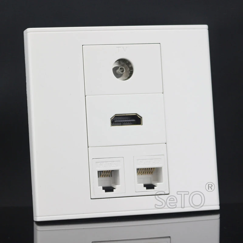 SeTo 86 Тип HDMI + TV Cat3 телефон Cat5e сетевая настенная пластина розетка Keystone лицевая