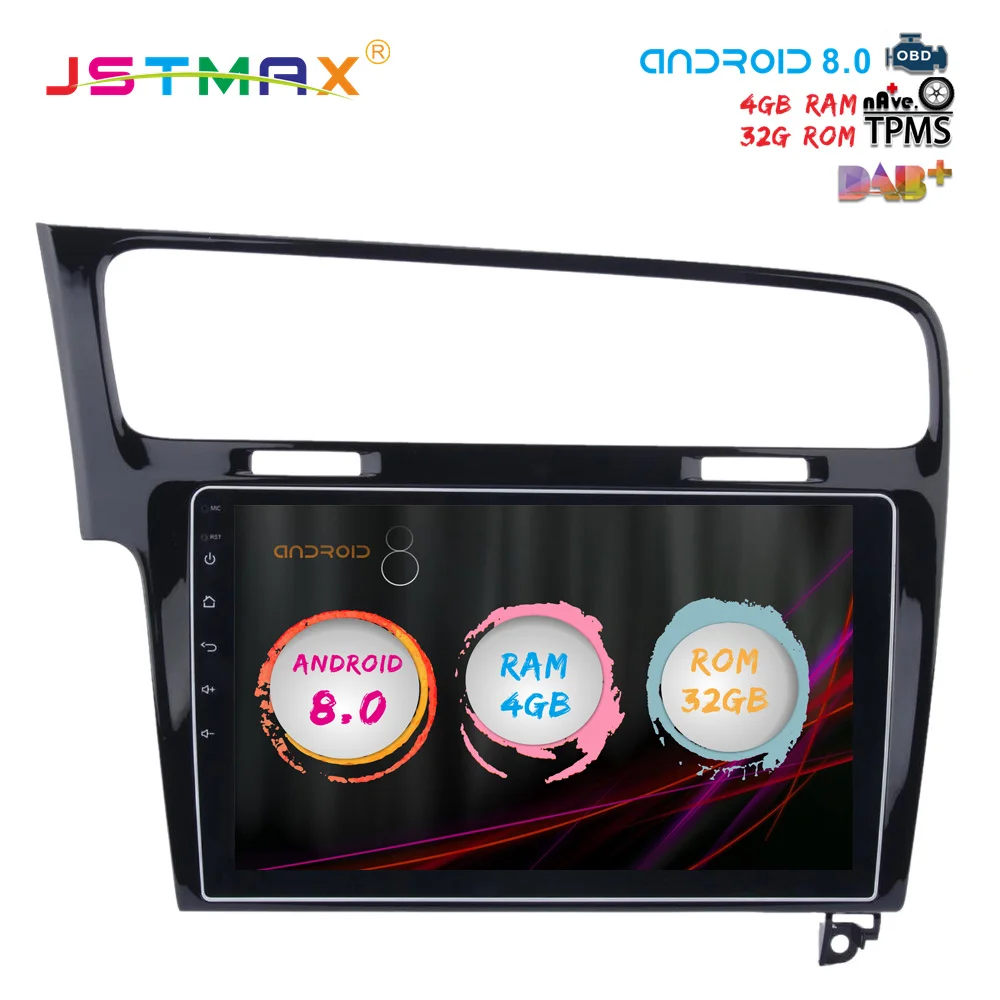 JSTMAX 10 2 &quotAndroid 8 0 автомобильный dvd для VW Golf 7 2013 2014 2015 2016 2017 GPS navi Octa Core 4 ГБ 32 Авто